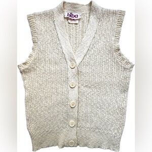 Vintage Biba Canada Cream Knit Button-up Sweater Vest Size Small